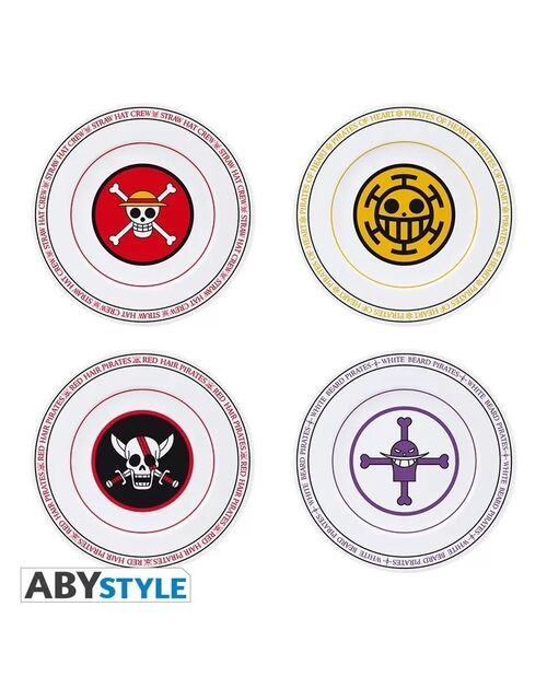 Set de 4 platos Emblemas - One Piece