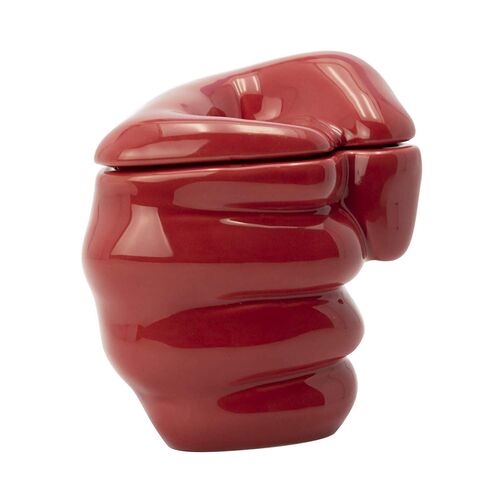 Taza Con Tapa Mano Saitama One Punch Man - Porcelana - 350 ml