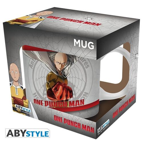 Taza Saitama One Punch Man Blanca y Roja - Porcelana - 320 ml
