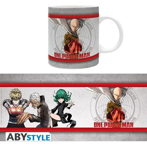 Taza Saitama One Punch Man Blanca y Roja - Porcelana - 320 ml