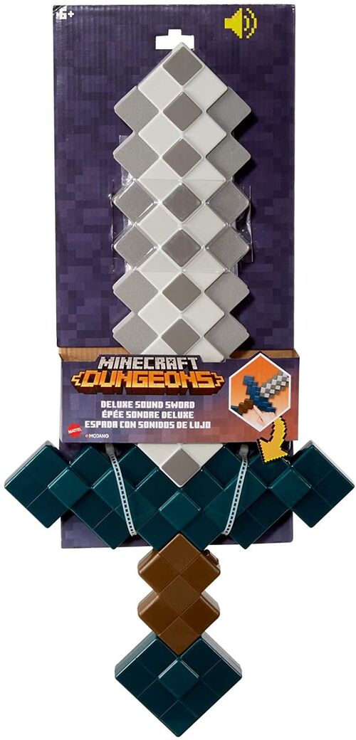 Espada Diamond Sword Deluxe Minecraft Dungeons Minecraft - 55 cm - Luz y Sonido
