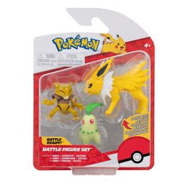 Pokémon Packs de 3 Figuras Battle Chikorita, Abra, Jolteon 5 cm