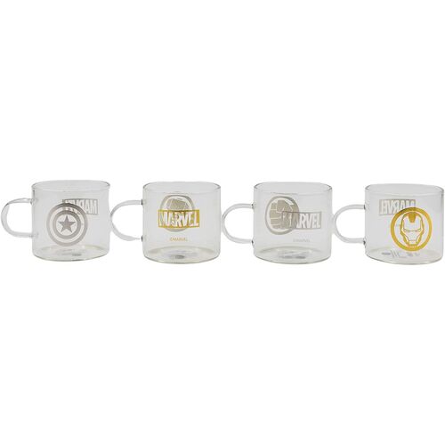 Set 4 Tazas Expresso Cristal 100ml - Marvel