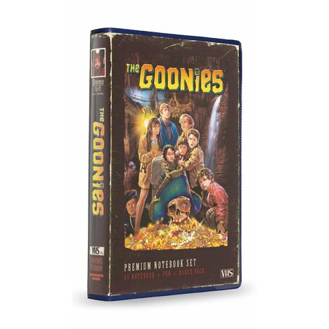 Libreta, Chapas y Boligrafo Retro The Goonies VHS