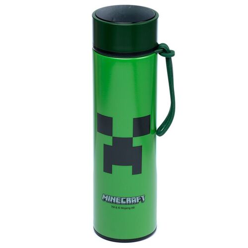 Botella Térmica de Acero Inoxidable con Termómetro - Minecraft Creeper - 450ml