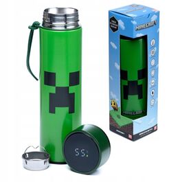 Botella Térmica de Acero Inoxidable con Termómetro - Minecraft Creeper - 450ml