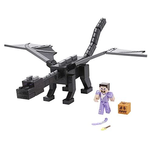 Figura Minecraft Dragón de Ender con Steve 51cm