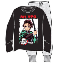 Pijama Demon Slayer Tanjiro Negro-Gris Xl