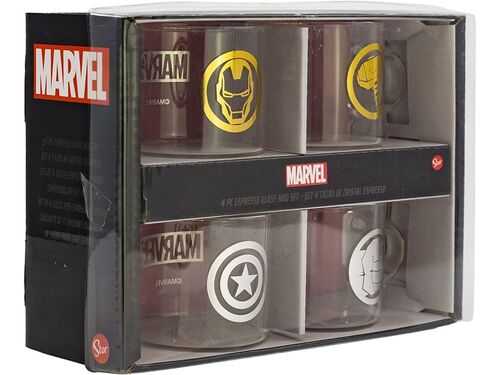Set 4 Tazas Expresso Cristal 100ml - Marvel