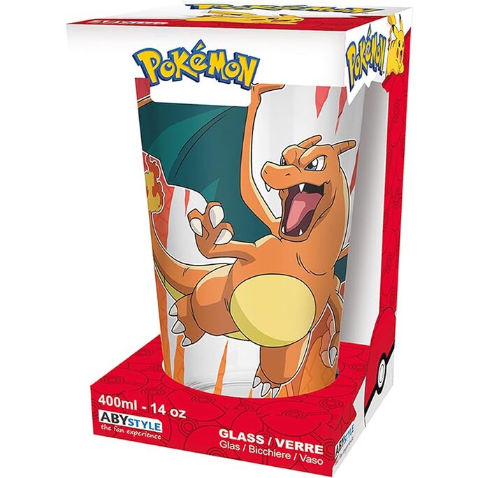 POKEMON - Large Glass Premium - 400ml - Charizard - x2