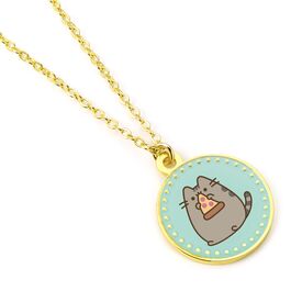 Collar dorado con abalorio redondo azul de Pusheen