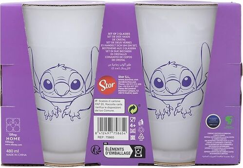 Set 2 Vasos Casual de Cristal 480 Ml Stitch
