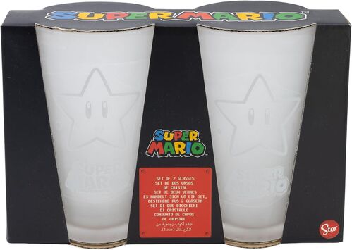 Set 2 Vasos Casual de Cristal 480 Ml Super Mario