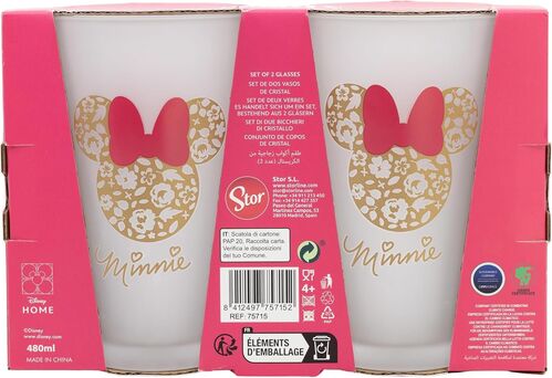 Set 2 Vasos de Cristal 480 Ml Minnie