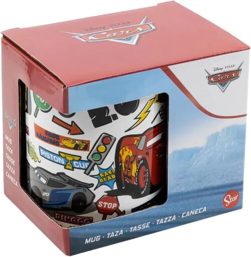 TAZA CERAMICA 325 ML CARS STICKERS