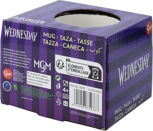 TAZA CERAMICA GLOBE 380 ML EN CAJA WEDNESDAY